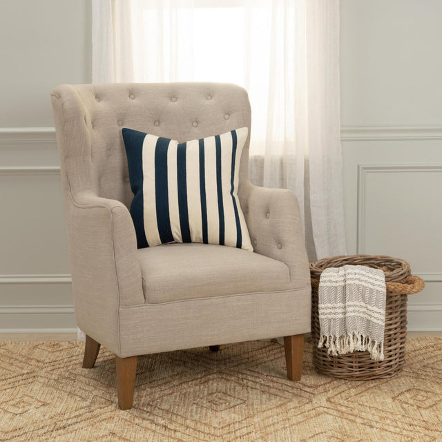 STEEN IVORY STRIPE MODERN INDUSTRIAL THROW PILLOW