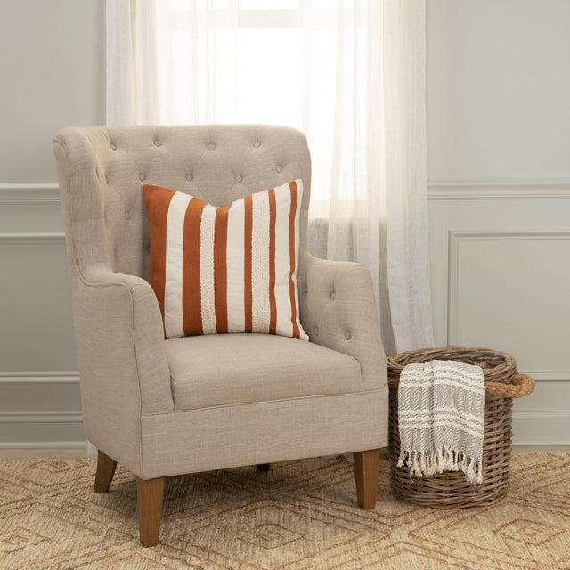 HJORT NATURAL STRIPE MODERN FARMHOUSE THROW PILLOW