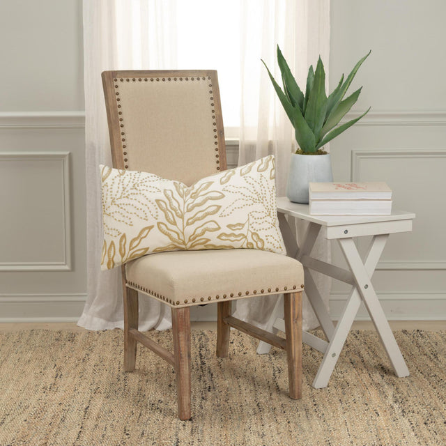 HVIID KHAKI BOTANICAL MODERN FARMHOUSE THROW PILLOW