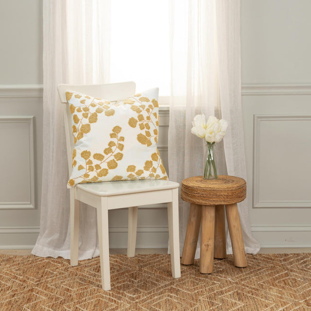 CASPERSEN GOLD BOTANICAL MODERN FARMHOUSE THROW PILLOW