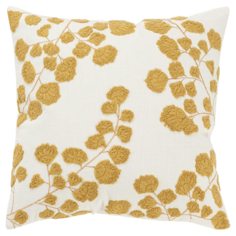 CASPERSEN GOLD BOTANICAL  MODERN FARMHOUSE THROW PILLOW