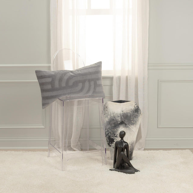 POLAT GREY ABSTRACT MODERN INDUSTRIAL THROW PILLOW