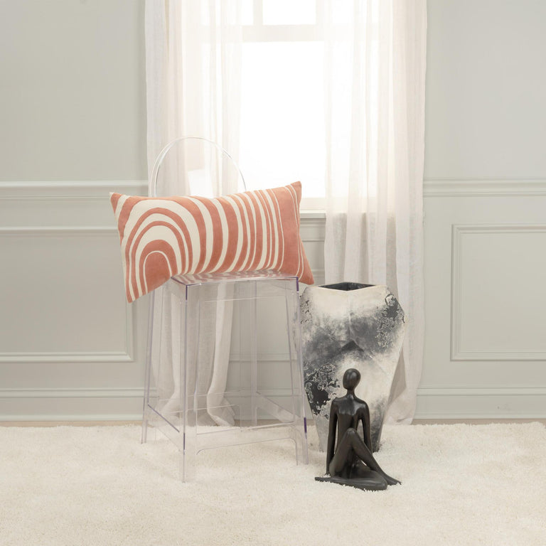 OHLSEN IVORY ABSTRACT MODERN INDUSTRIAL  THROW PILLOW