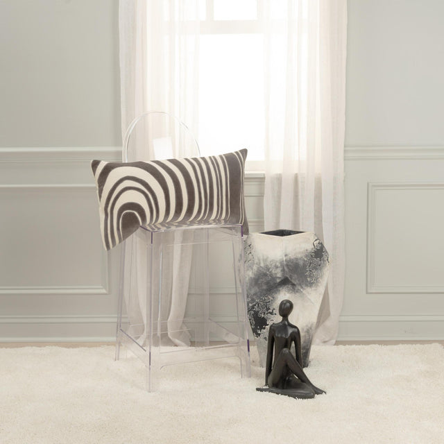 STENDER IVORY ABSTRACT MODERN INDUSTRIAL THROW PILLOW