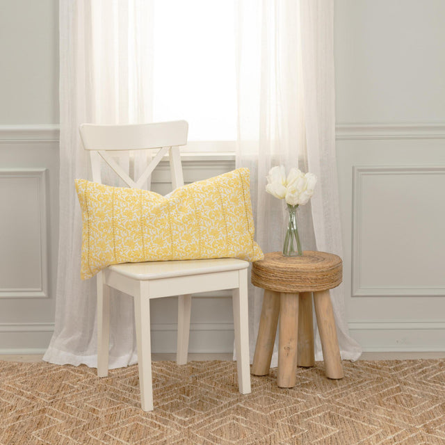 BOCK YELLOW BOTANICAL MODERN FARMHOUSE THROW PILLOW