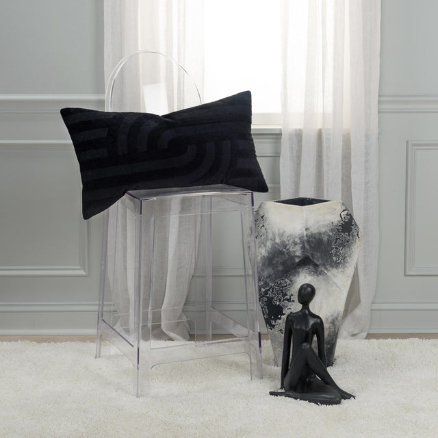 LOMHOLT BLACK ABSTRACT MODERN INDUSTRIAL THROW PILLOW