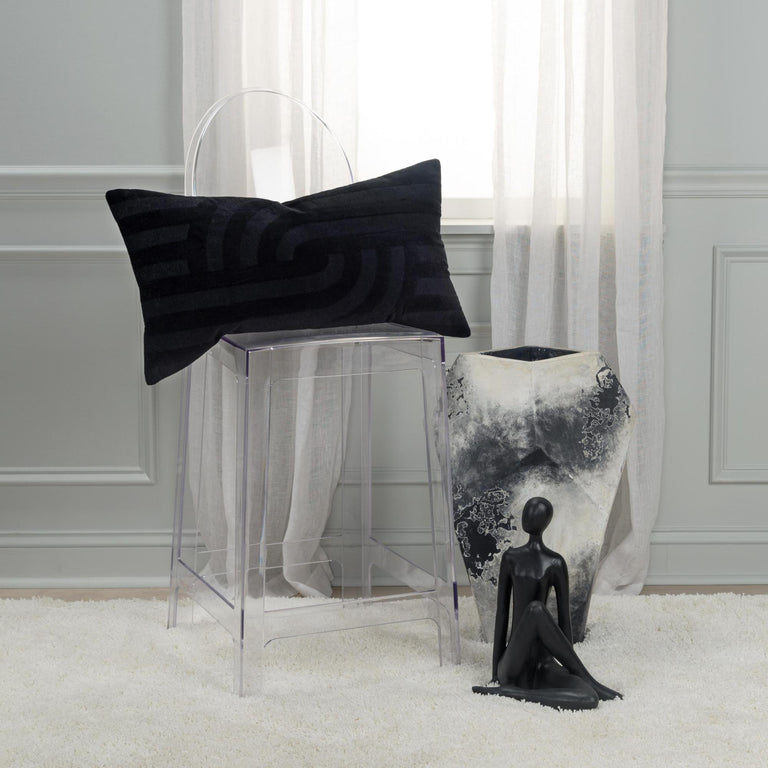 LOMHOLT BLACK  ABSTRACT MODERN INDUSTRIAL  THROW PILLOW