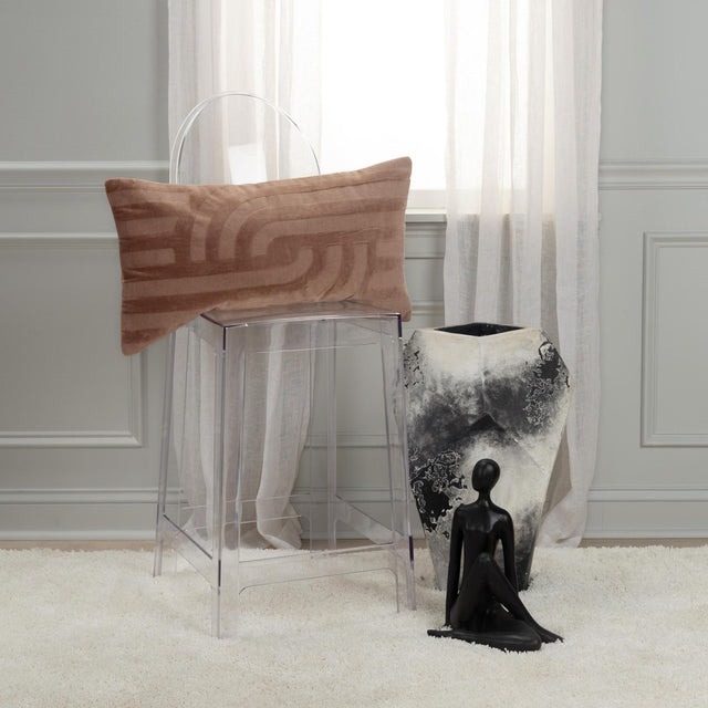 EMBORG BROWN ABSTRACT MODERN INDUSTRIAL THROW PILLOW