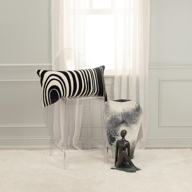 HYLDGAARD IVORY ABSTRACT MODERN INDUSTRIAL THROW PILLOW