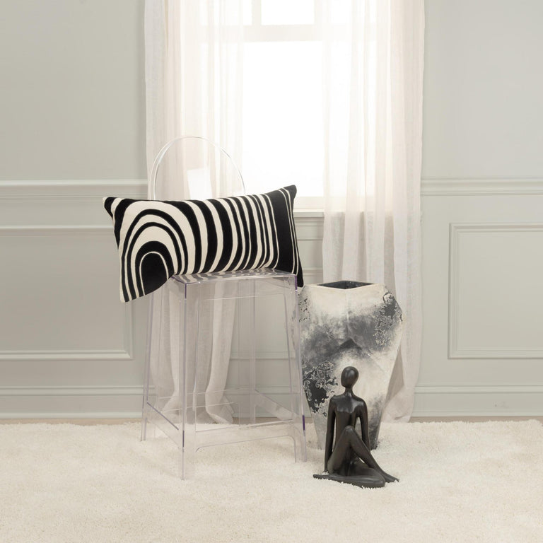 HYLDGAARD IVORY ABSTRACT MODERN INDUSTRIAL  THROW PILLOW