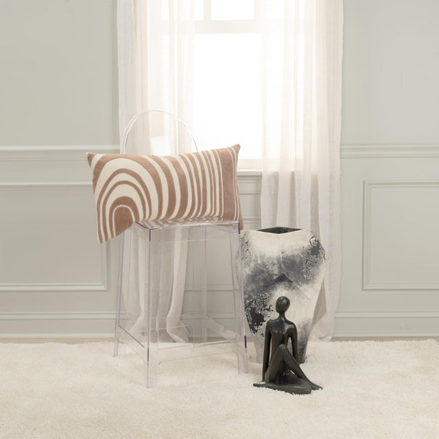 MOOS IVORY ABSTRACT MODERN INDUSTRIAL THROW PILLOW