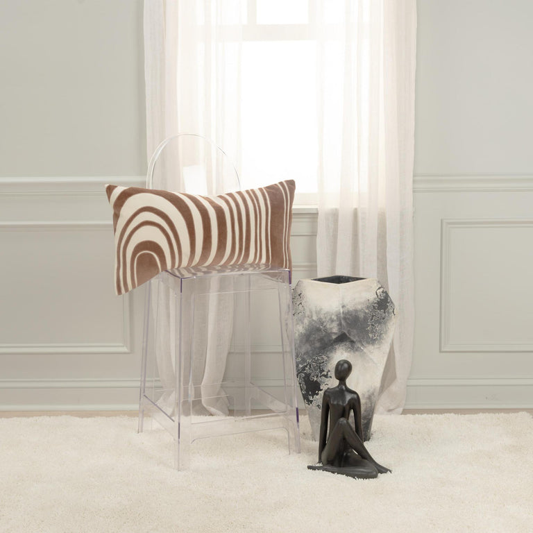 NYMANN IVORY ABSTRACT MODERN INDUSTRIAL  THROW PILLOW