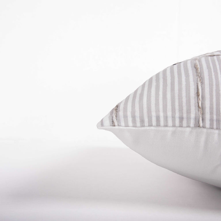 MOURIDSEN GREY STRIPE MODERN INDUSTRIAL  THROW PILLOW