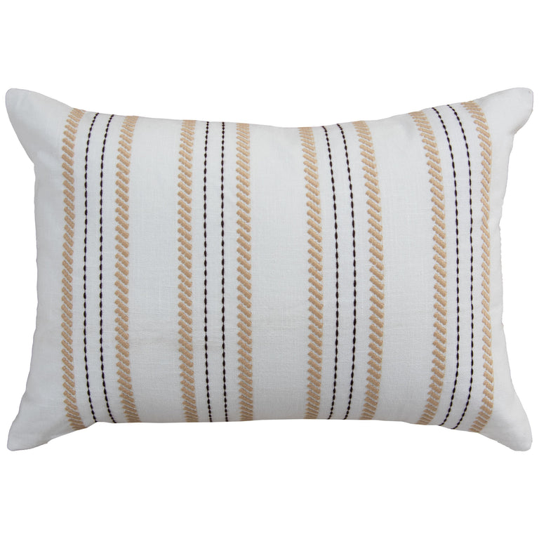BOJESEN IVORY STRIPE MODERN CRAFT THROW PILLOW