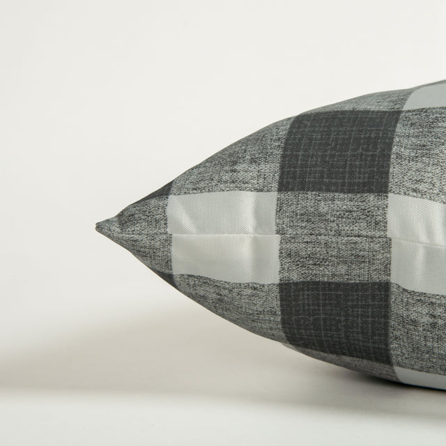 YUSUF GRAY PLAID FARMHOUSE THROW PILLOW