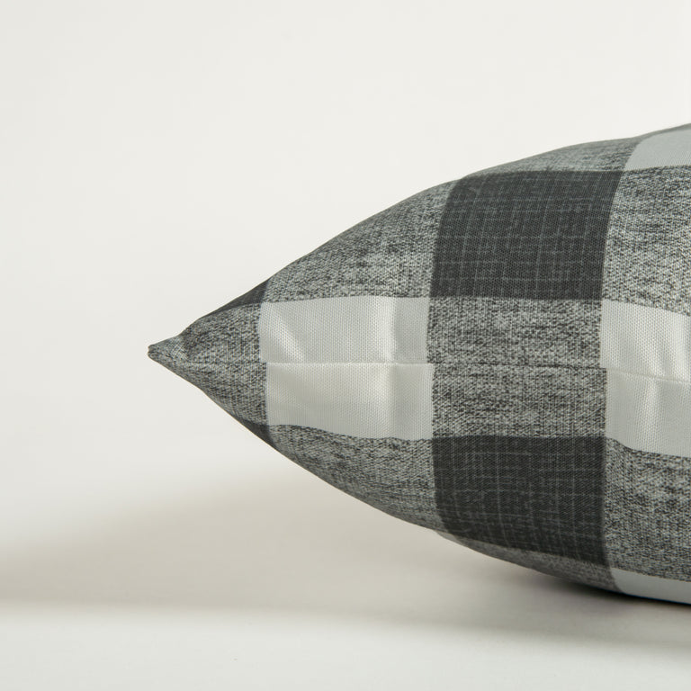 YUSUF GRAY PLAID FARMHOUSE THROW PILLOW