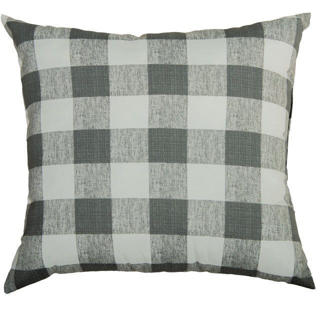 YUSUF GRAY PLAID FARMHOUSE THROW PILLOW