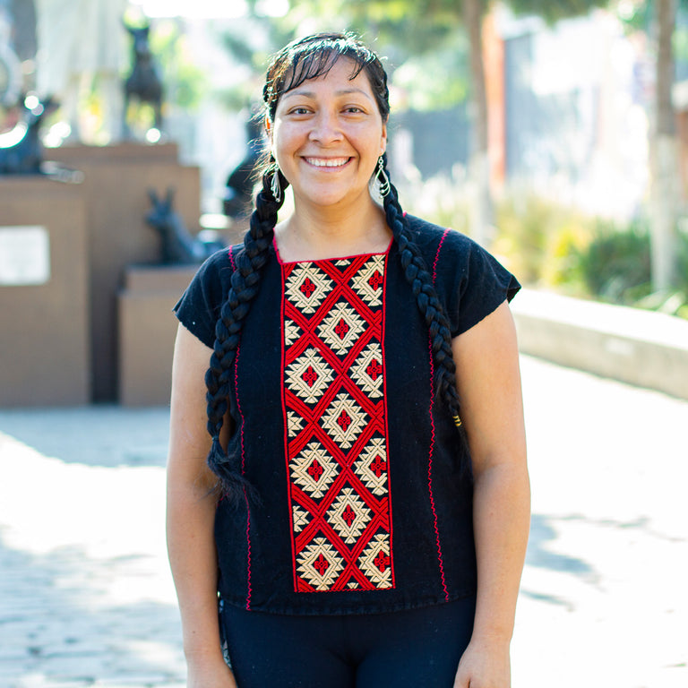 CYAN SPIRIT ON POINT STITCHED LINE PILLOW (OAXACA)