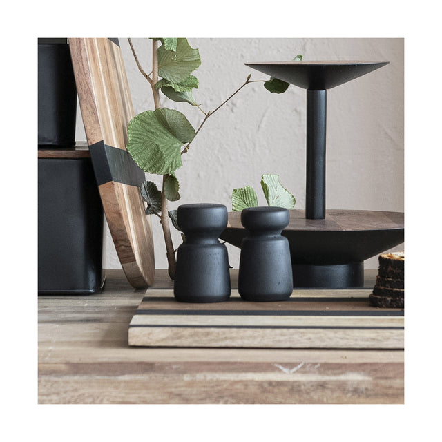 BLACK MANGO WOOD SALT & PEPPER SHAKERS (set of 2) | KITCHEN