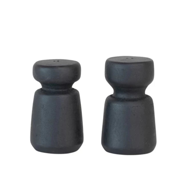 BLACK MANGO WOOD SALT & PEPPER SHAKERS (set of 2) | KITCHEN