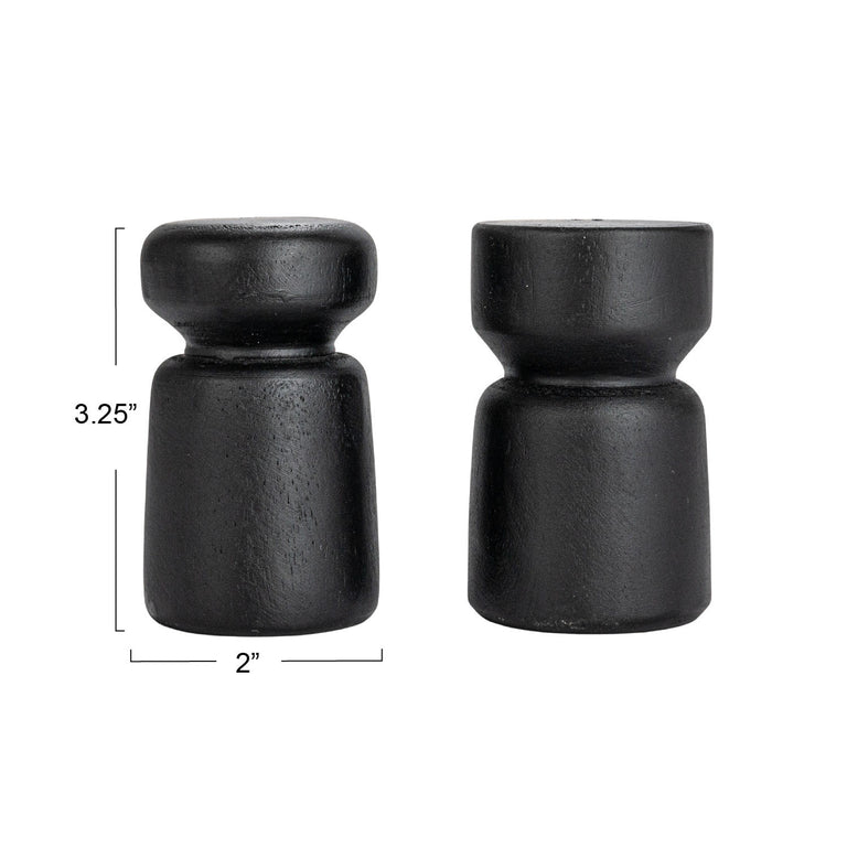 BLACK MANGO WOOD SALT & PEPPER SHAKERS (set of 2) | KITCHEN