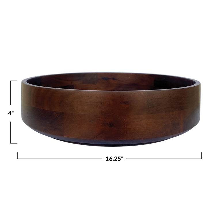 WALNUT FINISH ACACIA SERVING BOWL | ENTERTAINING