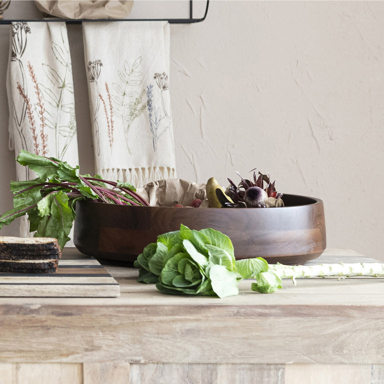 WALNUT FINISH ACACIA SERVING BOWL | ENTERTAINING