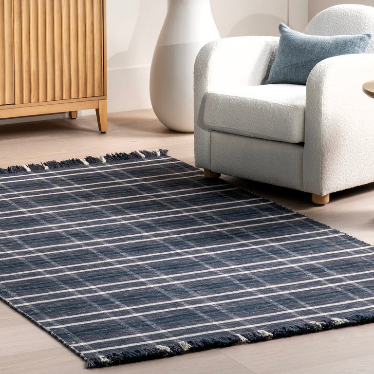 KORETTA PLAID WOOL FRINGE (5' x 8') | RUGS