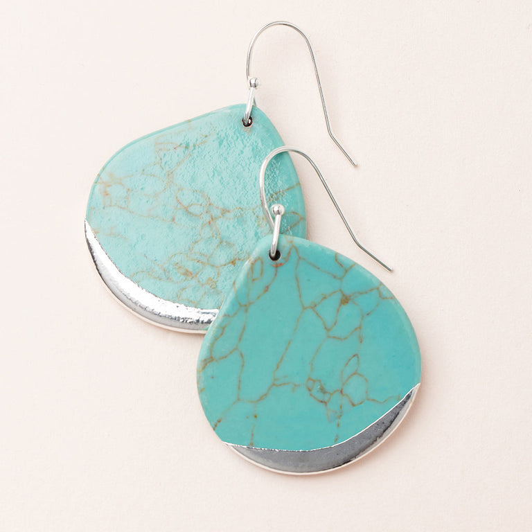 STONE DIPPED TEARDROP EARRING - TURQUOISE & SILVER | JEWELRY