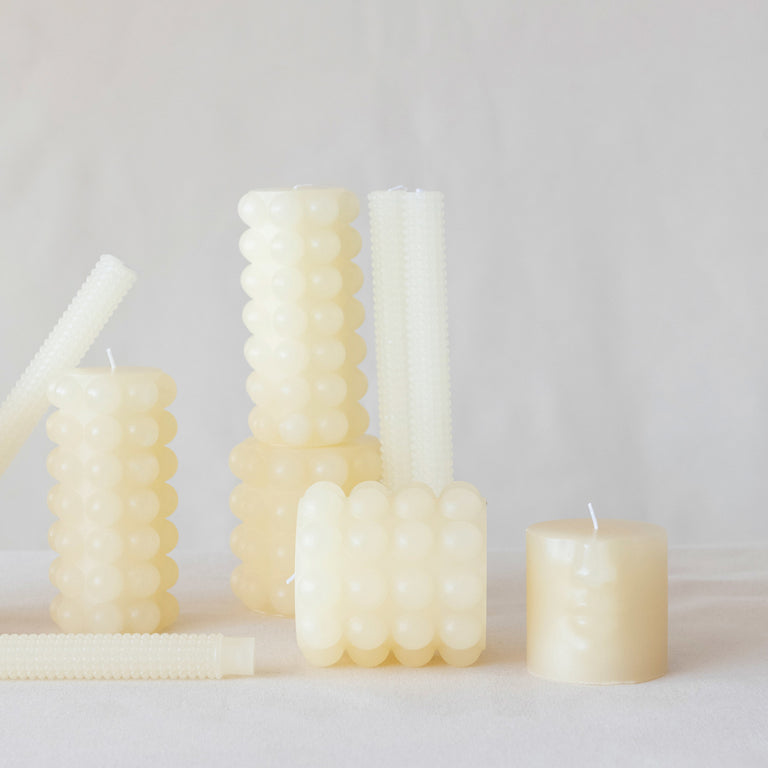HOBNAIL TAPER CANDLES IN BOX (set of 2) | OBJECTS