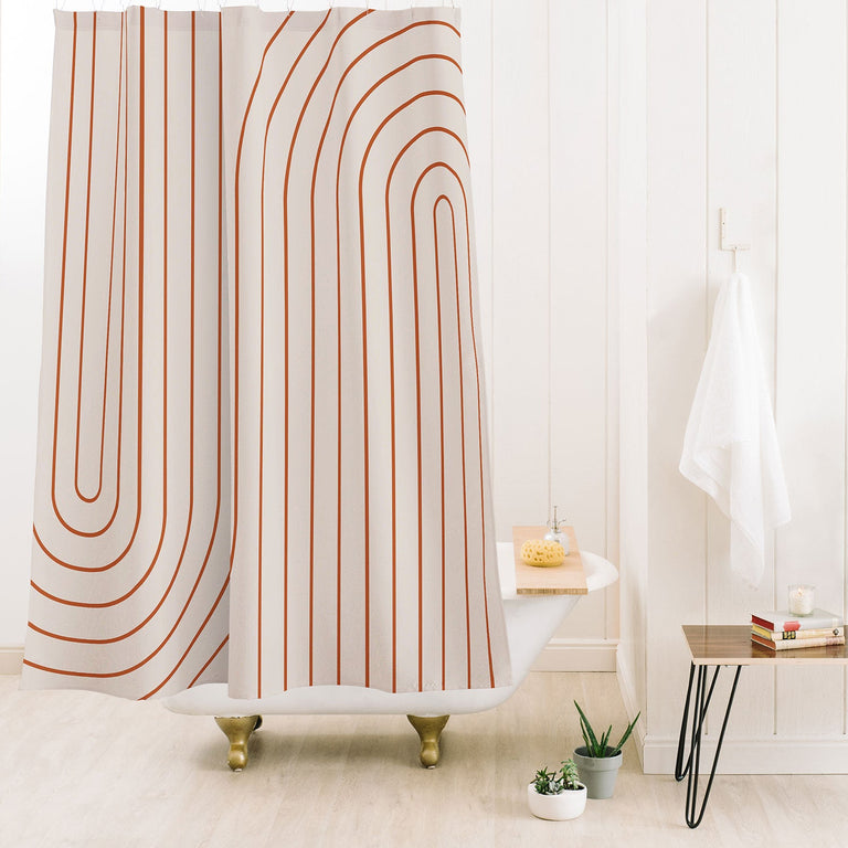 MINIMAL LINE CURVATURE CORAL 2 SHOWER CURTAIN