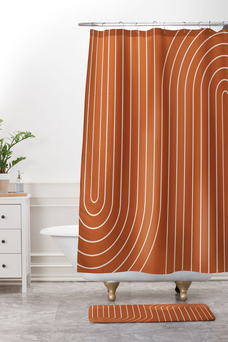 MINIMAL LINE CURVATURE CORAL SHOWER CURTAIN