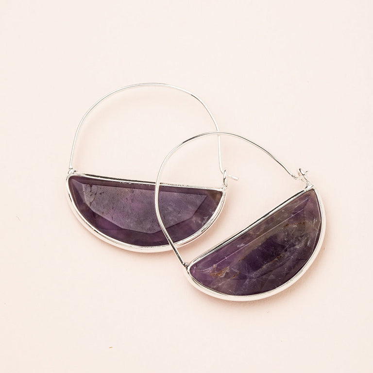 STONE PRISM HOOP EARRING -  COLOR & SILVER | JEWELRY