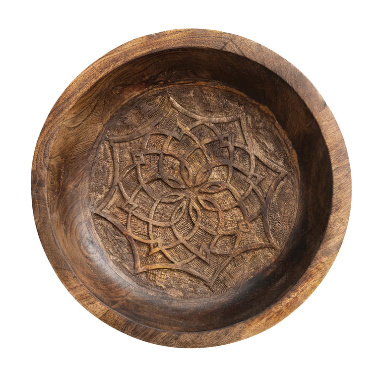 CARVED MANGO WOOD BOWL | ENTERTAINING