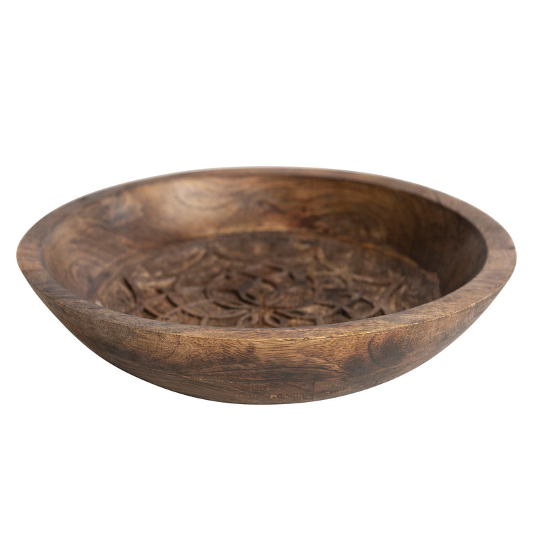 CARVED MANGO WOOD BOWL | ENTERTAINING