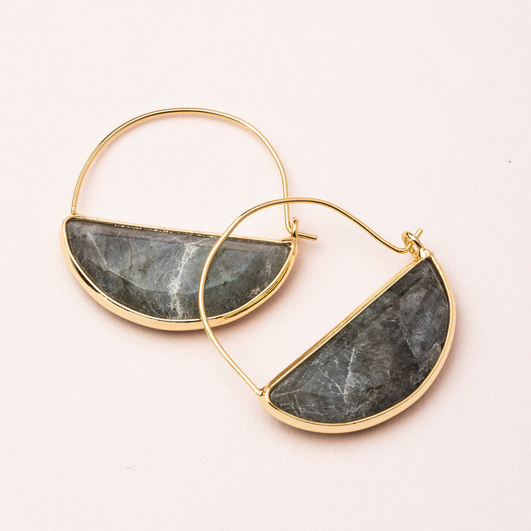 STONE PRISM HOOP EARRING -  DARK & GOLD | JEWELRY