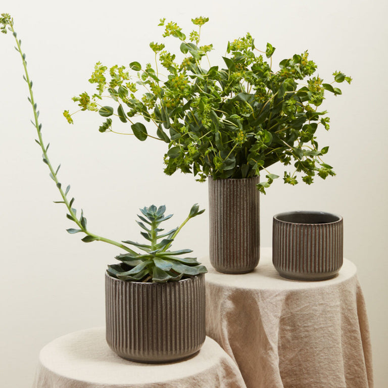 HABITAT CERAMIC GROOVED PLANTER POT