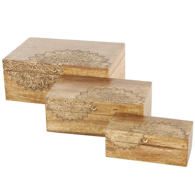 MANGO WOOD MANDALA BOXES | STORAGE