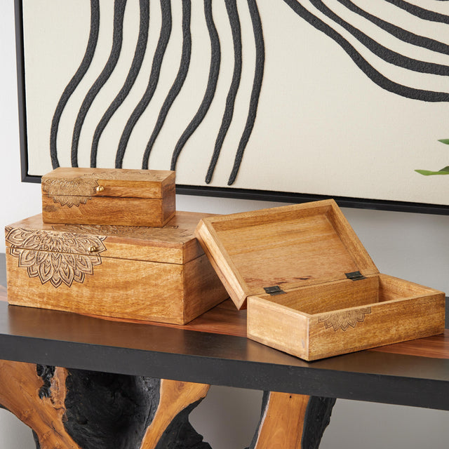 MANGO WOOD MANDALA BOXES | STORAGE