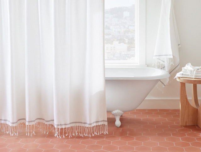 MEDITERRANEAN ORGANIC SHOWER CURTAIN | BEDDING