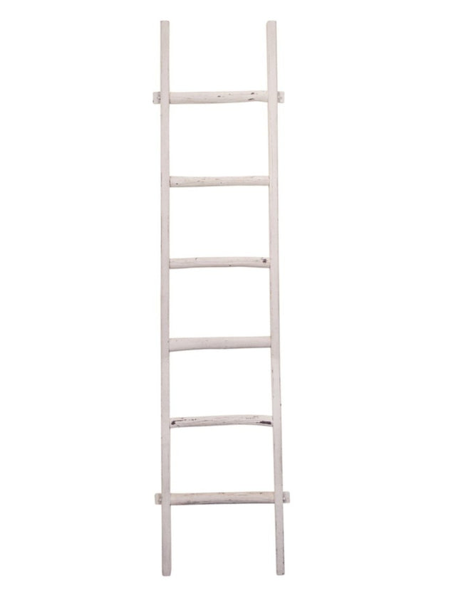 WHITE WOOD BLANKET LADDER 76” | STORAGE | STAG & MANOR