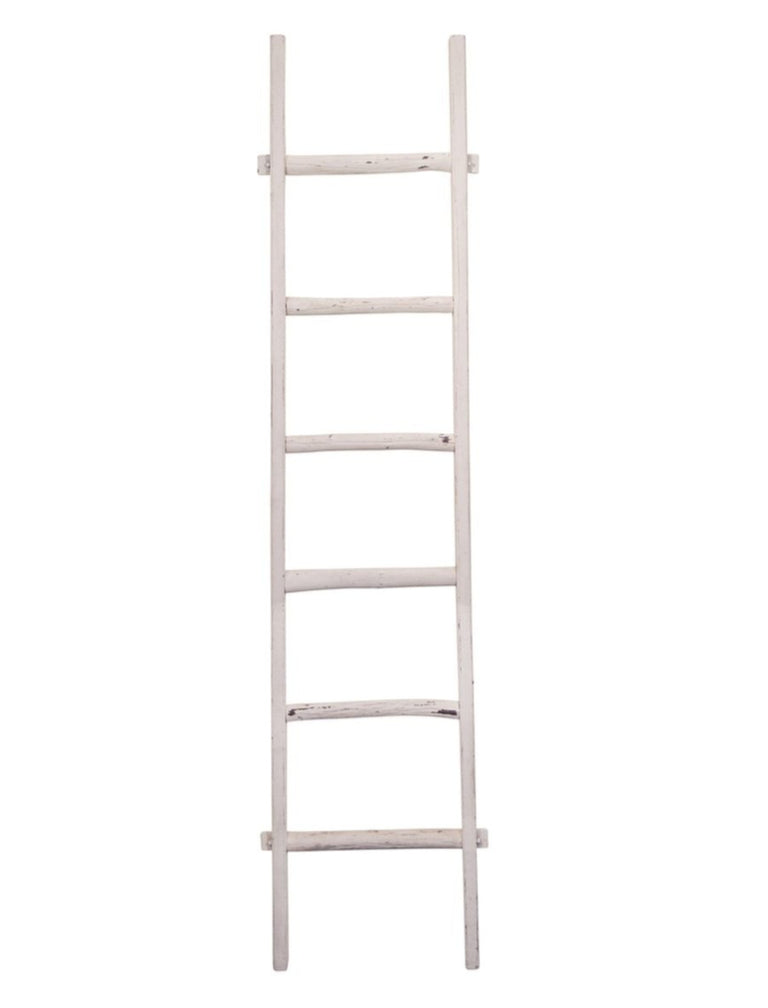 WHITE WOOD BLANKET LADDER 76” | STORAGE | STAG & MANOR
