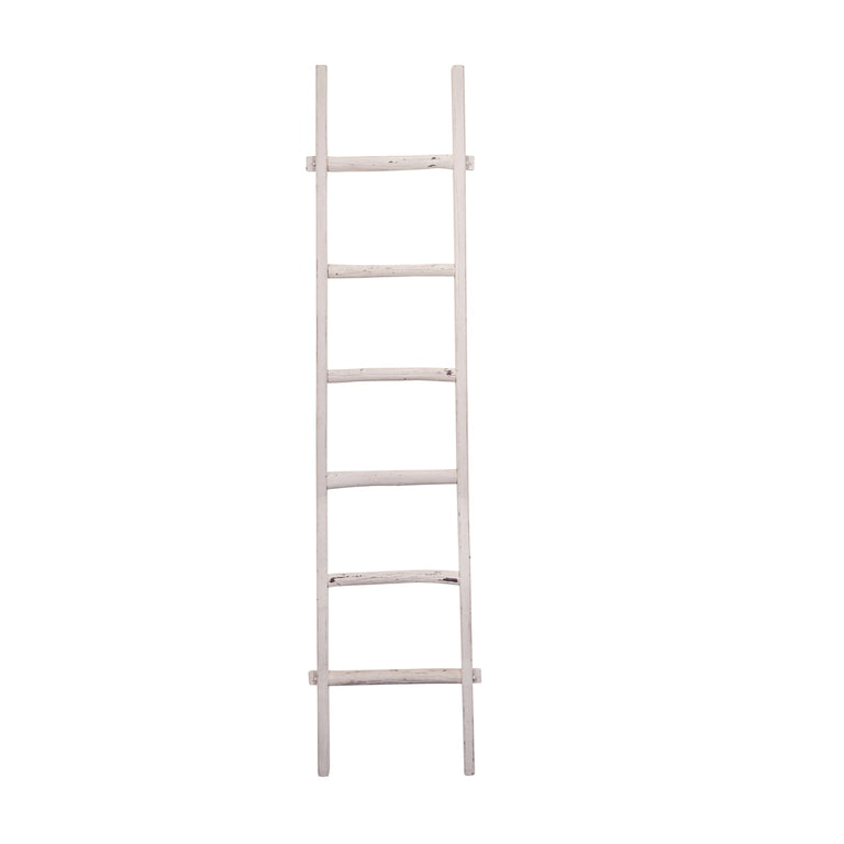 WHITE WOOD BLANKET LADDER 76” | STORAGE | STAG & MANOR