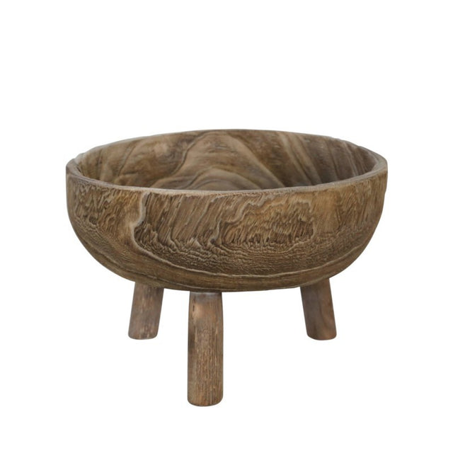 GREY WASHED WOOD BOWL WITH LEGS | ENTERTAINING