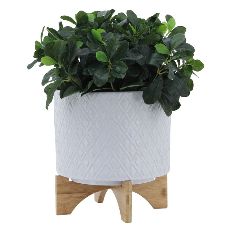 WHITE DIAMOND PLANTER W/STAND