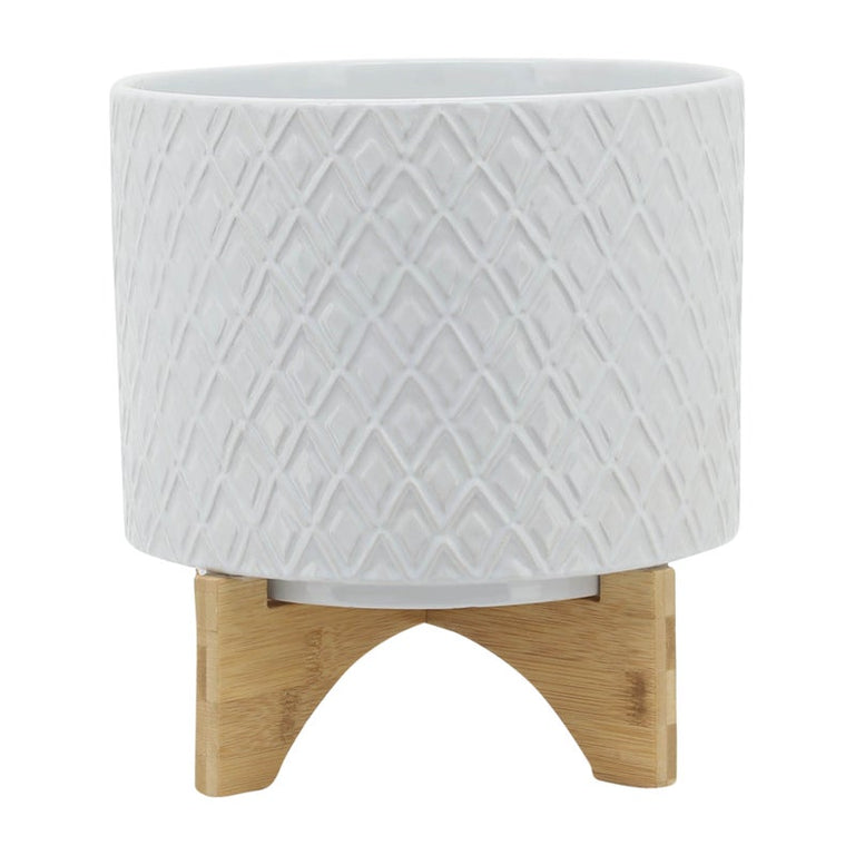 WHITE DIAMOND PLANTER W/STAND