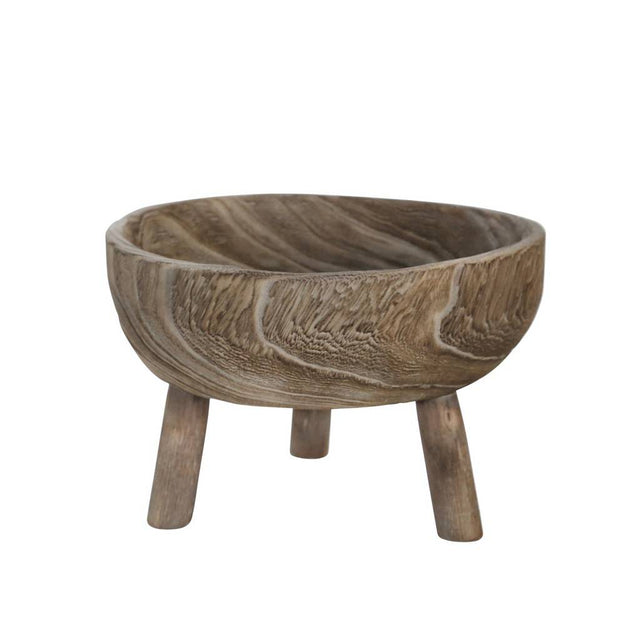 GREY WASHED WOOD BOWL WITH LEGS | ENTERTAINING