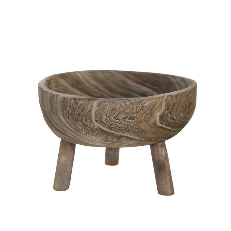 GREY WASHED WOOD BOWL WITH LEGS | ENTERTAINING