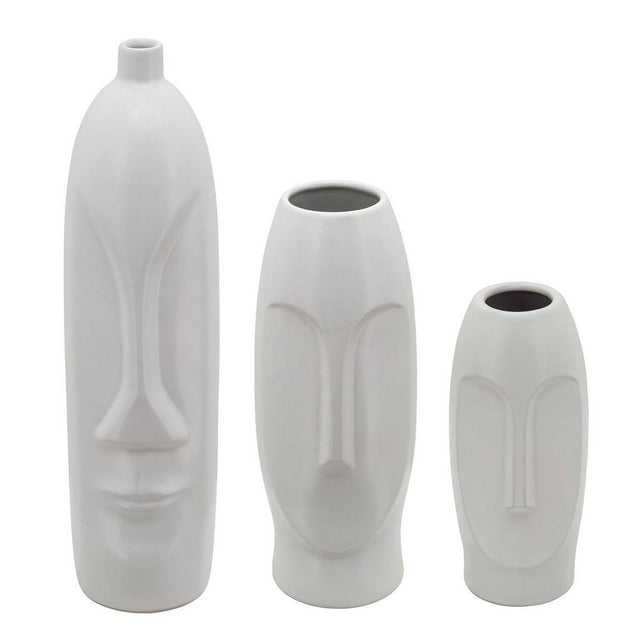 WHITE CERAMIC FACE VASES | VASES