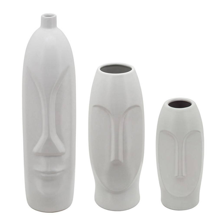 WHITE CERAMIC FACE VASES | VASES